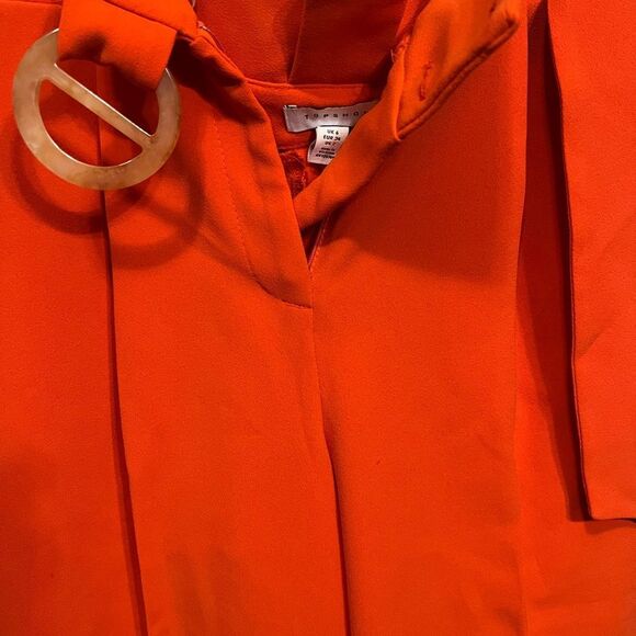 Topshop Ankle Cropped Pants Pleated Pockets Tapered Orange Size 2 - Picture 5 of 13